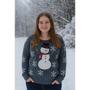 Sweater Christmas Womans Size 2XL Tipsy Elves Sequined Snowman Snow Day Ugly